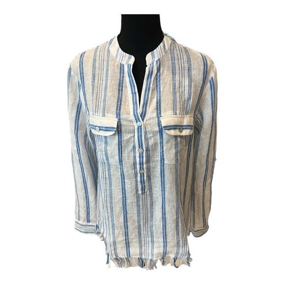 Kyla Seo linen coastal stripe top S NWT - Picture 1 of 12
